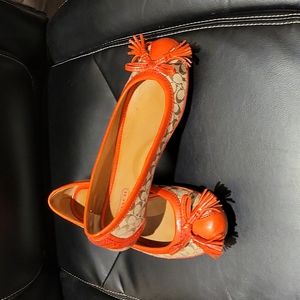 Vintage Coach Orange Ballet Flats